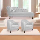 Kit Diva Recamier Diana 140cm Lado Direito E 02 Poltronas Julia Corano - Amarena Móveis Branco