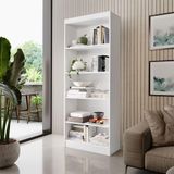 Estante Para Livros 5 Prateleiras Viena Rofemar Móveis Branco