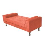 Recamier Baú Félix Solteiro 195 Cm Suede - Doce Sonho Móveis Terracota
