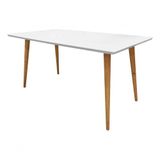 Mesa Retangular Laqueada Com Vidro Sala De Jantar 120x70 Cor Da Tampa Branco