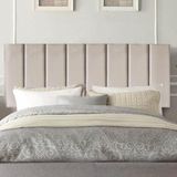 Painel Estofada Carla 160cm Queen Size Para Cama Box Quarto Corino Bege - Gat Magazine