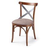Cadeira Munique Madeira Maciça Imbúia Estofada Linho Marron