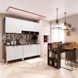 Armário De Cozinha Compacta 4 Peças E Bancada Gourmet Safira Luciane Móveis Nogueira Dourado Com Branco Pet
