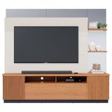 Estante Home Theater Para Tv Até 70&quot; 210cm Off White Preto