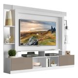 Estante Tv 65&quot; Prateleiras C/ Espelho Oslo Multimóveis V3393 Branca/lacca Fumê Branco/lacca Fumê