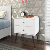 Mesa De Cabeceira 2 Gavetas Pé Palito Movelbento Branco Branco