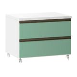 Mesa De Cabeceira 2 Gavetas 60,5cm Branco C/verde