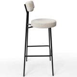 Banqueta Alta Bar Cozinha Sala De Jantar Estrutura Em Aço Milão L02 Bouclê Creme - Lyam Decor