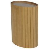 Mesa De Apoio Lateral Oval Tampo Vidro Glow Madeira Amendoa Nacc Amendoa