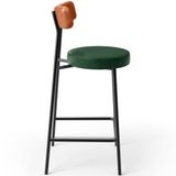 Banqueta Baixa Cozinha Sala Jantar Bancada Milão L02 Couríssimo Camel Facto Verde Musgo -lyamdecor