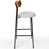 Banqueta Alta Bar Cozinha Sala De Jantar Em Aço Milão L02 Couríssimo Whisky Linho Cru - Lyam Decor