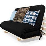 Sofa Cama Casal Futon Oriental Preto Acquablock Com Madeira Maciça