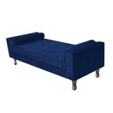 Recamier Baú Félix Solteiro 160 Cm Suede - Doce Sonho Móveis Azul Marinho