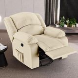 Poltrona Do Papai Reclinável Sala De Cinema Madrid Glider Manual Giratória Massagem Usb Pu Bege G26