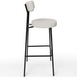 Banqueta Alta Bar Cozinha Sala De Jantar Estrutura Em Aço Milão L02 Bouclê Cru - Lyam Decor