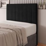 Cabeceira Cama Box Casal King Size Ivana 193cm Veludo Preto - Abmaza