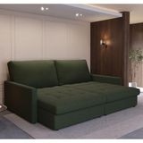 Sofá-cama Valência Retrátil 4 Lugares Suede Verde 214cm Verde