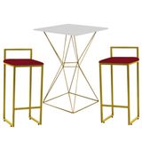 Mesa Bistrô E 02 Banquetas Alta Lina Bar Balcão Vermelho