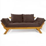 Sofá Japão Futon Acquablock Marrom Madeira Cor Mel