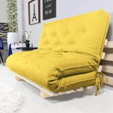 Sofa Cama Casal Futon Oriental Amarelo Acquablock Com Madeira Maciça