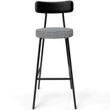 Banqueta Alta Bar Cozinha Sala De Jantar Em Aço Milão L02 Couríssimo Preto Pied Poule - Lyam Decor