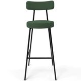Banqueta Alta Bar Cozinha Sala De Jantar Estrutura Em Aço Milão F01 Suede Verde Musgo - Lyam Decor