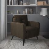 Poltrona Decorativa Sala Escritorio Bahamas Veludo - Marrom Marrom