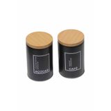 Kit 2 Pote Lata Porta Mantimentos Café Açúcar Preto 14,5cm