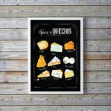 Quadro Queijo Decorativo 33x24cm - Vidro, Moldura Preta