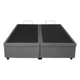 Cama Box Baú Queen 158x198x40cm Linho Cinza Com Pistão A Gás