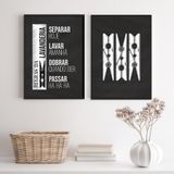 Kit 2 Quadros Decorativos Lavanderia P/b 24x18cm - Vidro