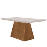 Mesa Para Sala De Jantar Aida 120cm Em Mdf E Vidro Off White/ Imb Rip/ Serig. Off