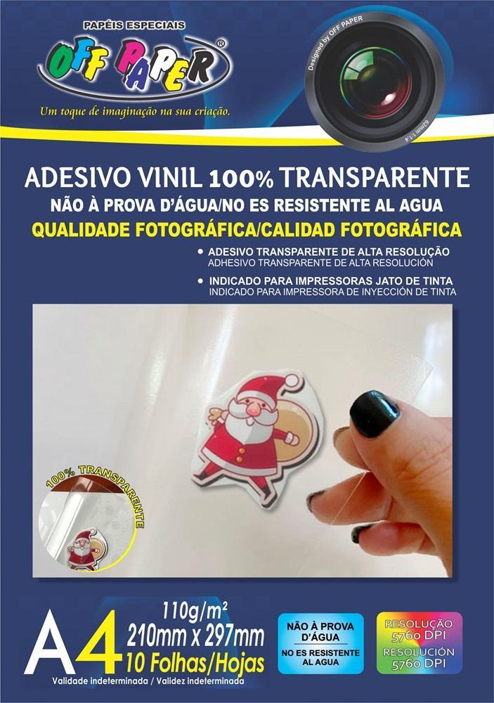 Vinil Adesivo Transparente | A4 | 10 Folhas | Jato De Tinta