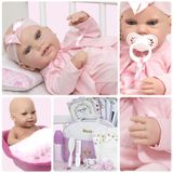 Boneca Bebê Reborn Cegonha Reborn Dolls Bege Siliconada 43cm