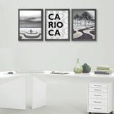 Kit 3 Quadros Rio De Janeiro - Copacabana 33x24cm - Moldura Branca