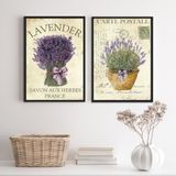 Kit 2 Quadros Decorativos Lavanda 24x18cm - Madeira Branca - Fotográfico Brilhante - Película De Acetato - Garantia 3 Meses