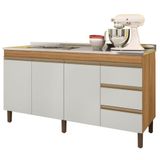 Balcão Gabinete Com Pia 160cm 3 Portas Karen P14 Nature-off White - Mpozenato