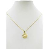 Cordão Feminino Flor Pérola Branca Banhado Ouro 18k 50cm