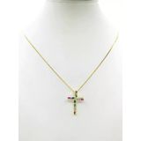 Cordão Feminino 1mm Cruz Banhado Ouro 18k