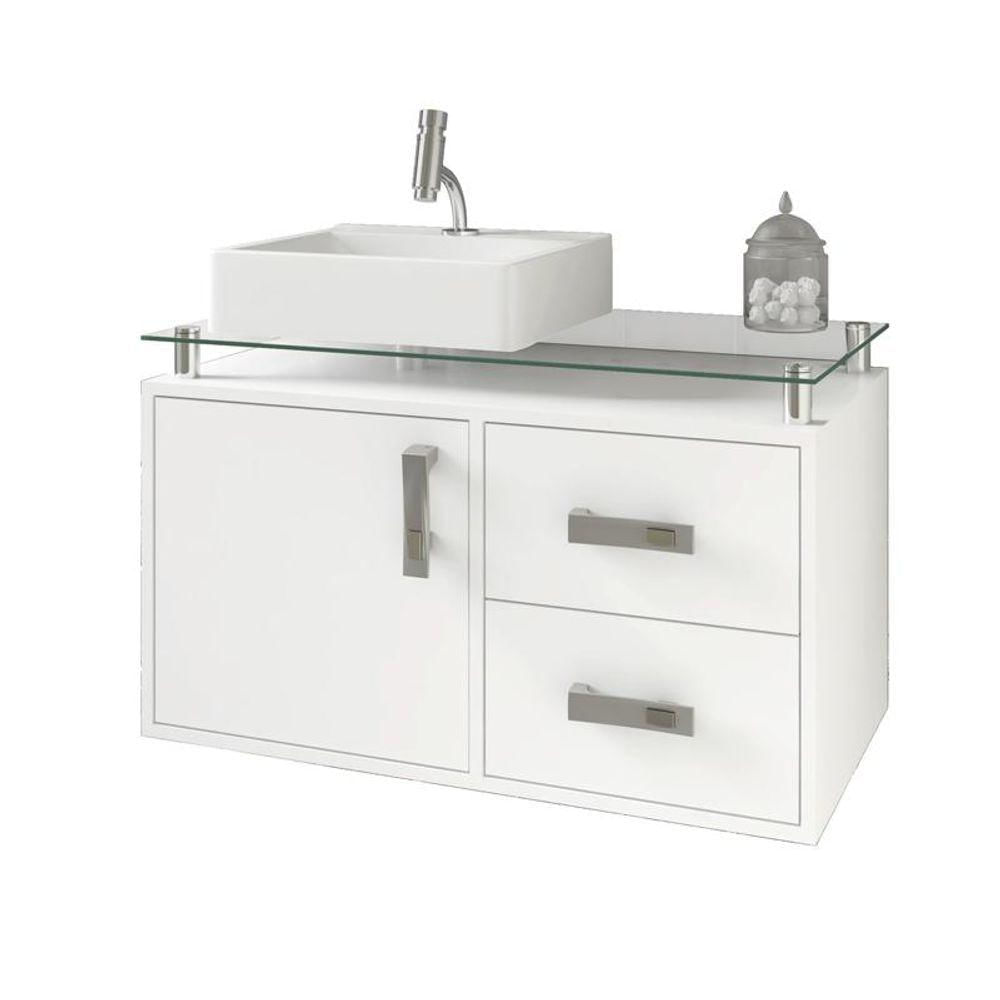 Gabinete De Banheiro Com Cuba Evora 80cm Branco - Mgm