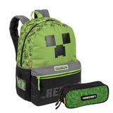 Mochila Minecraft Creeper Com Estojo Duplo - Sestini