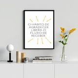 Quadro A3 Agradecer Libera O Fluxo - 45x34cm - Moldura Branca