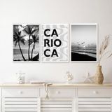 Quadros Rio De Janeiro Carioca Praia P&amp;b 24x18cm - Madeira Branca