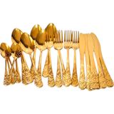 Faqueiro Dourado De Luxo 24 Pçs - Inox