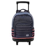 Mochila Carrinho Paul Frank Jeans Azul Rosa Grande