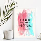 Quadro 24x18cm Quadro O Senhor É Meu Pastor Madeira Branca