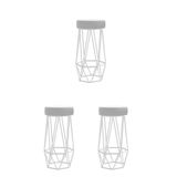 Kit 03 Banqueta Com Encosto Mhara Cozinha Bar Ferro Branco Corino Branco - Ahazzo Móveis