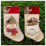Dupla De Botas Meias Papai Noel E Boneco De Neve 48cm