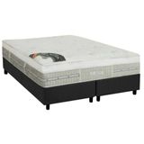 Cama Box Queen: Colchão Molas Ensacadas Castor Pocket Gold Star Slx Gran Plush Látex + Base Crc Suede Gray(158x198)