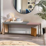 Banco Recamier Puff London 140cm Marrom Suede Cinza Tampo Quadrado Mdf Rose - Ahazzo Móveis